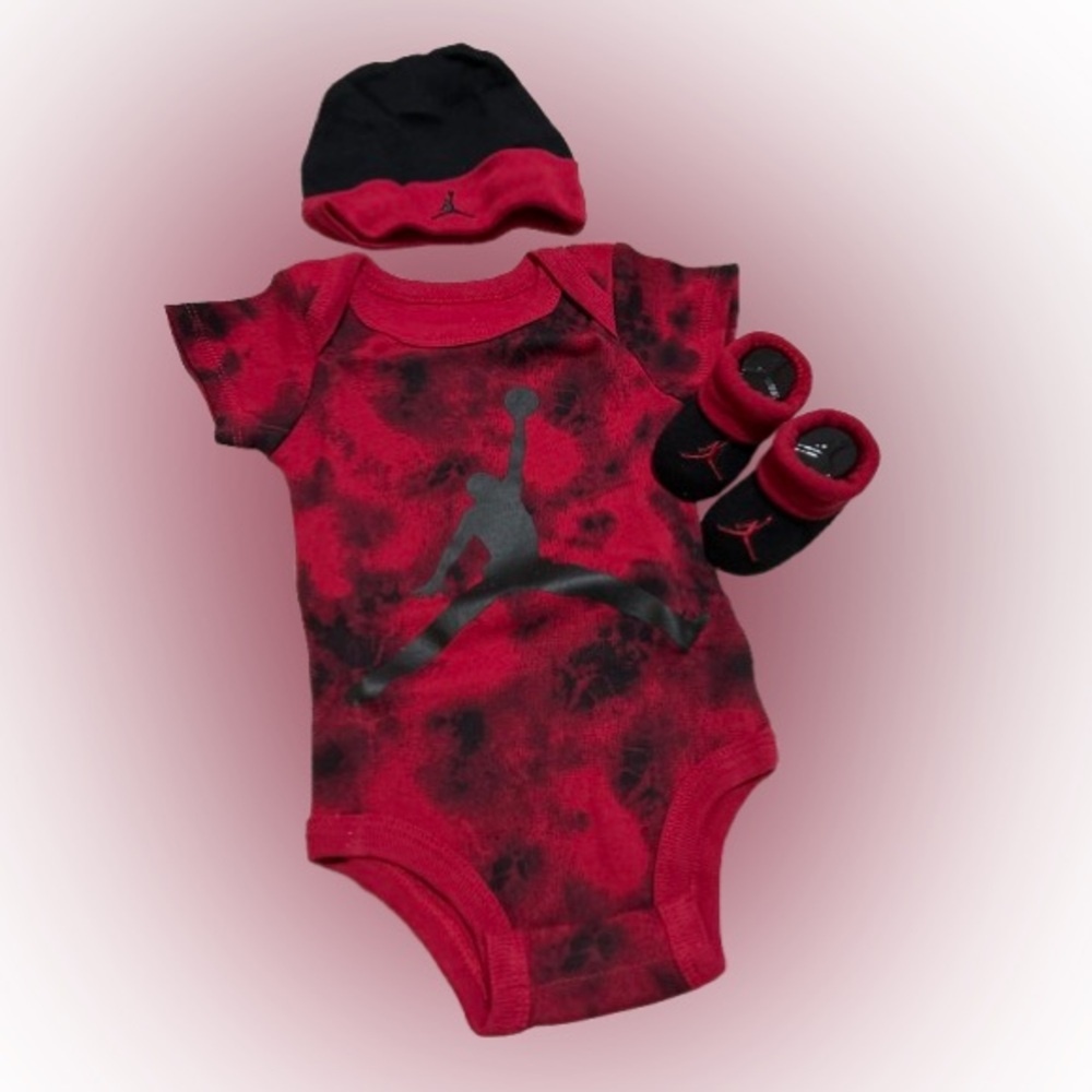 Jordan Kids Red and Black Onesie Set